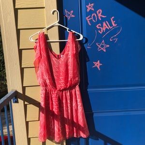 Peach geometric print flowy summer dress